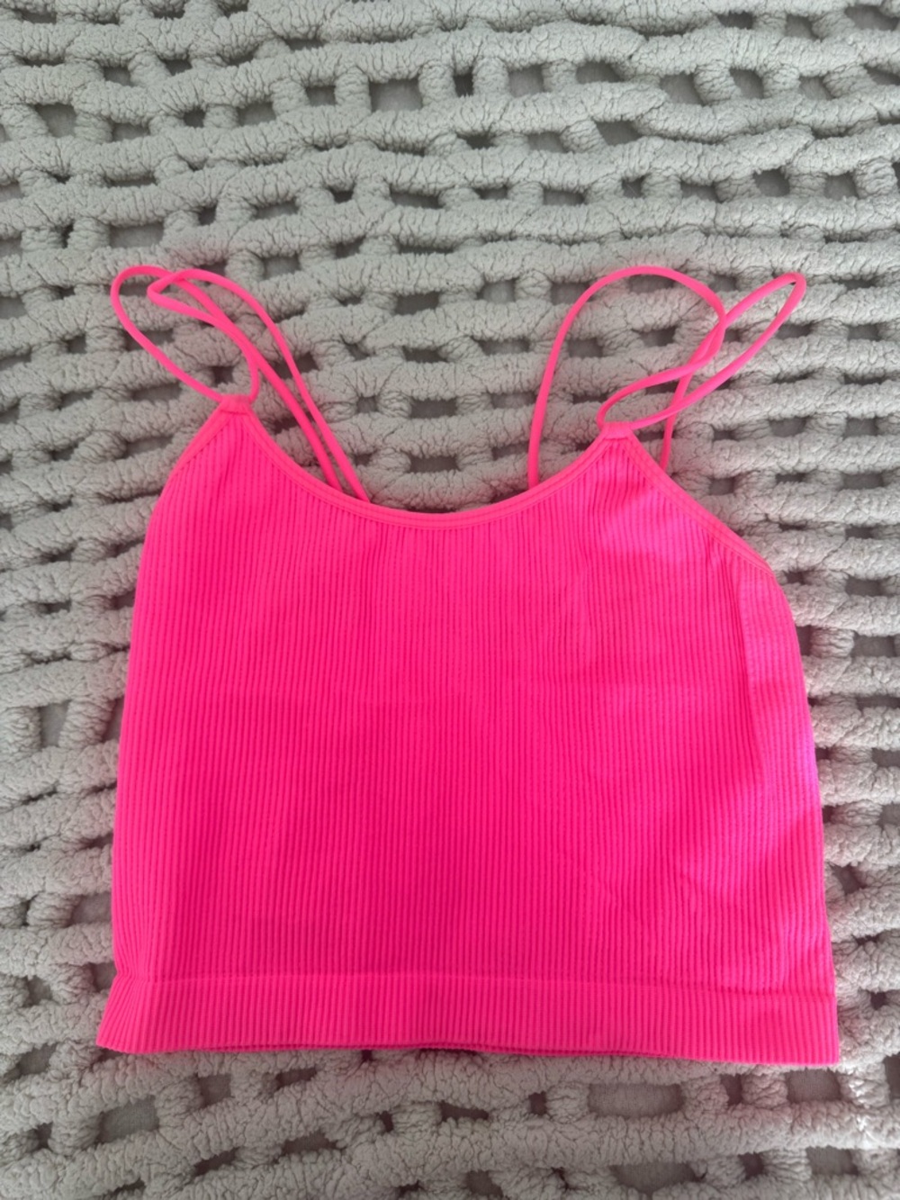 Neon Pink Ribbed Cami Tank Top